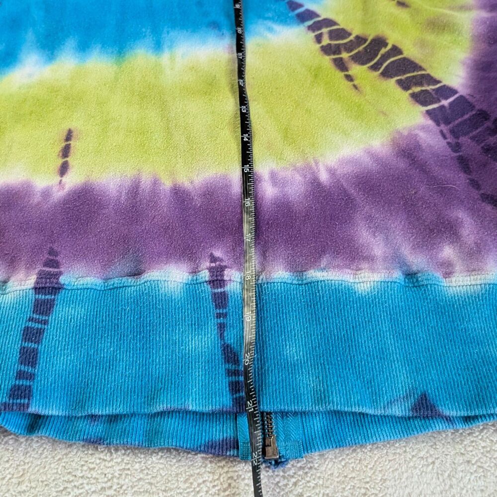Tie Dye Spiral Zip Up Hoodie Sweatshirt Women's Medium Purple Blue - Picture 6 of 6